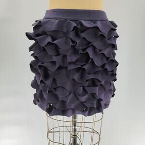 Vintage Fendi Denim Midi Skirt Purple Circles Made in Italy Y2K US Size S